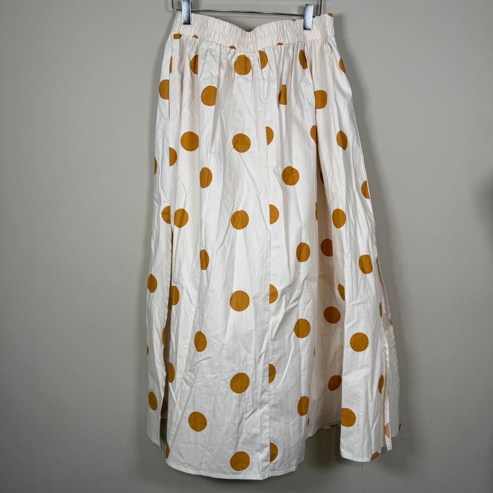 Petal & Pup Phillipa Beige Marigold Polka Dot A-Line Full Skirt Large - Picture 2 of 9